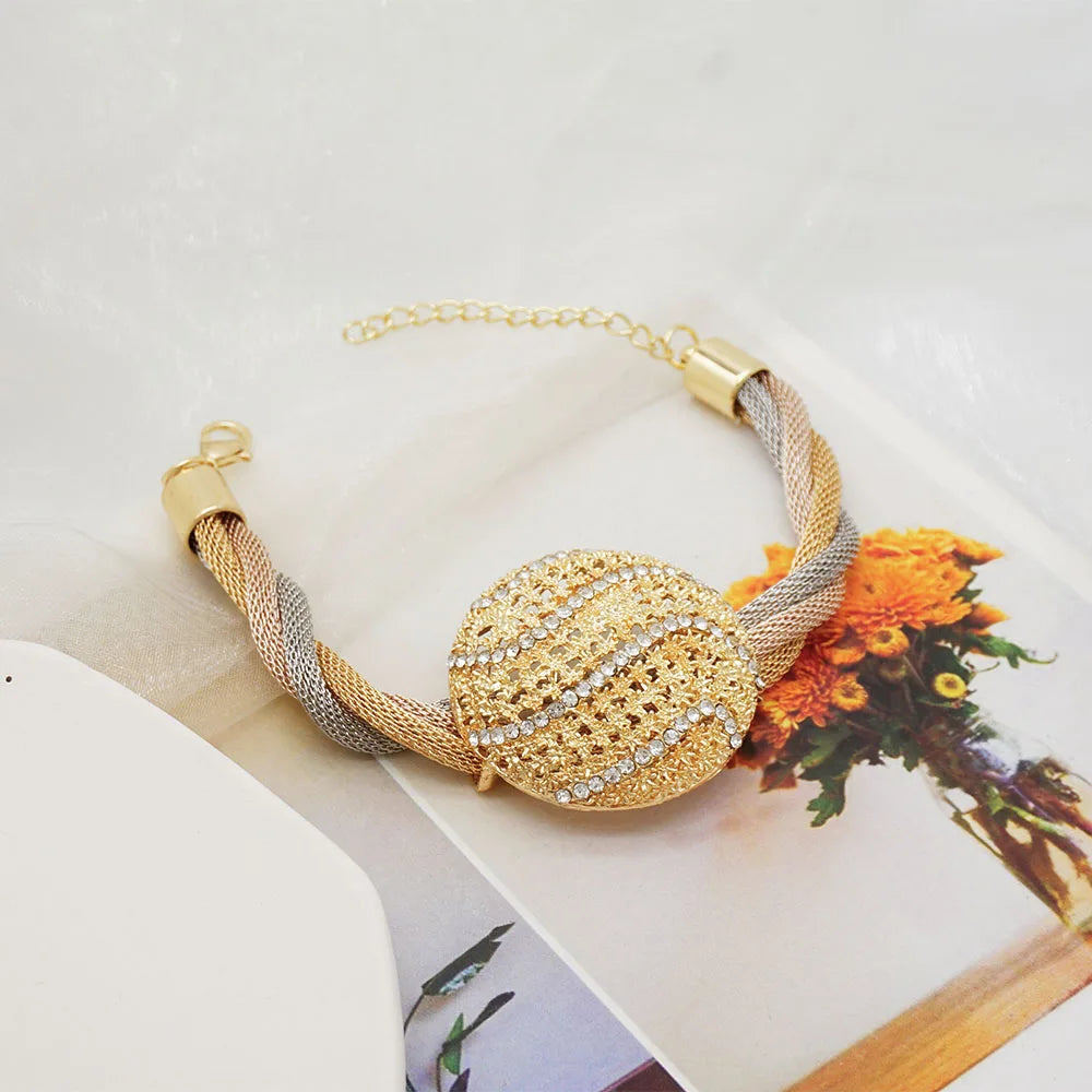 New Design Fine Jewelry Sets Dubai African Gold Color Jewelry Sets Wedding For Women Necklace Set Indian Costume Jewelry Gifts