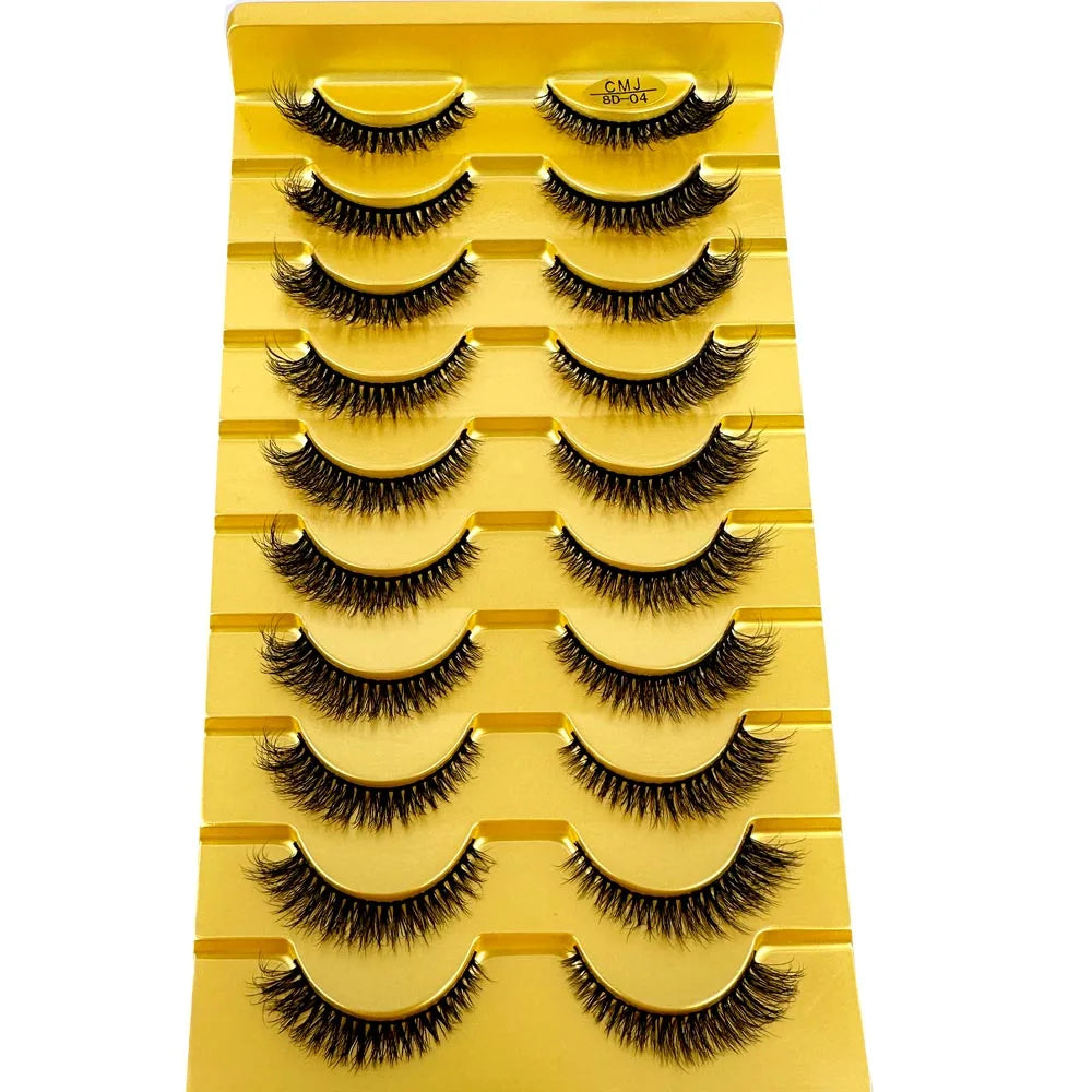 10Pairs Multipack 3D Mink Lashes False Eyelashes Handmade Wispy Fluffy Long Lashes Natural Eye Makeup Tools Eye Lashes H13 E08