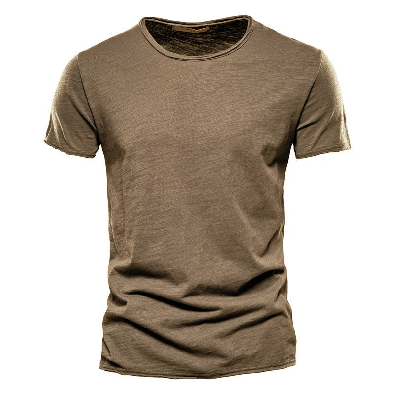 Men’s 100% Cotton Thin Summer T‑Shirt – Soft Breathable O‑Neck Casual Fitness Top