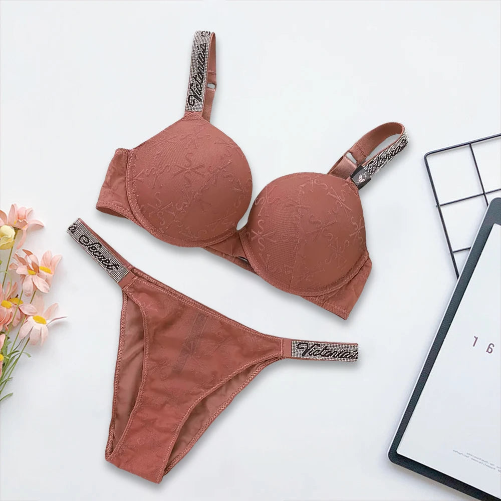 Victoria's Secret Women's New Sexy Lingerie Sporty Classic Padded Adjustable push up Lingerie Underwear Set Bras and Panty Set
