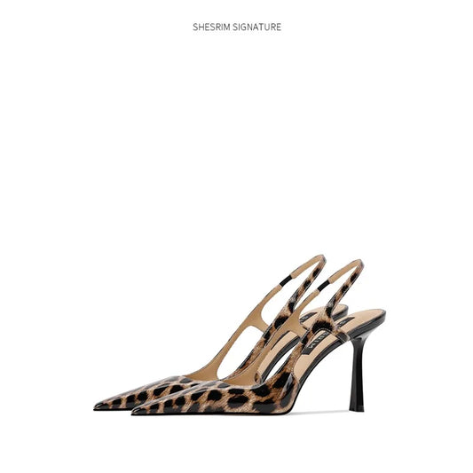 French style exquisite leopard print high heels, feminine and high-end high heels, 2025 four season new slim heel sandals