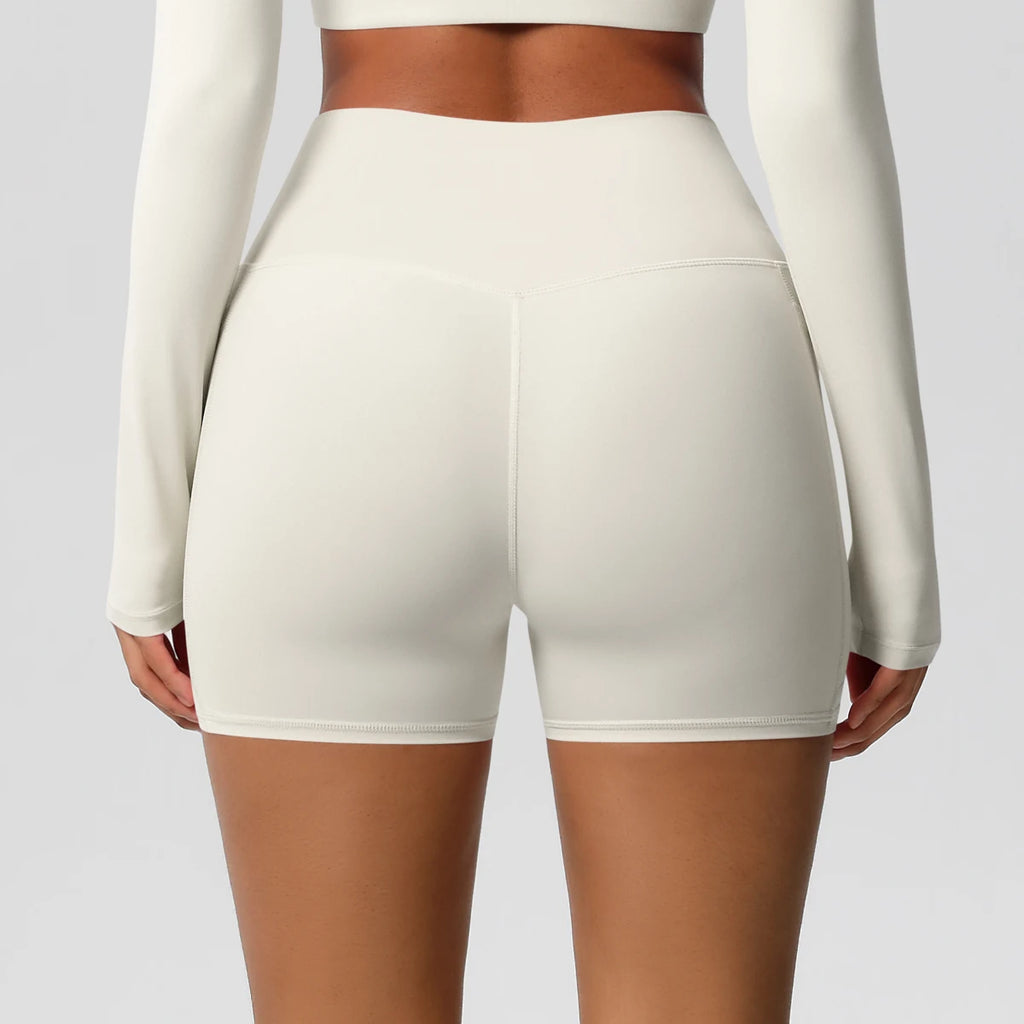 Women’s Seamless High Waist Sports Shorts with Pockets