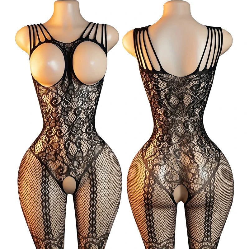 Floral Lace Lingerie Bodysuit Set