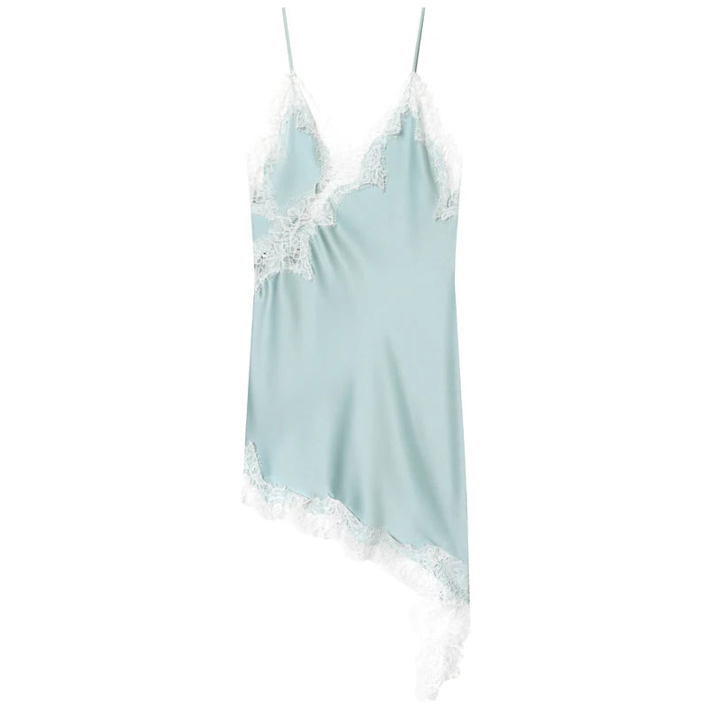 Women’s Lace Asymmetric Slip Dress – Sexy Backless Mini Dress | HXAO Summer 2025 Vestidos
