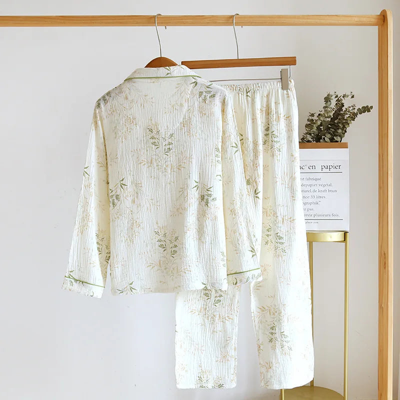 crepe long‑sleeve pajama set