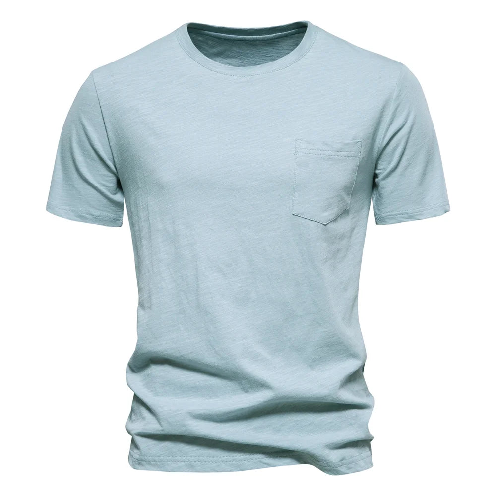 Men’s 100% Cotton Thin Summer T‑Shirt – Soft Breathable O‑Neck Casual Fitness Top