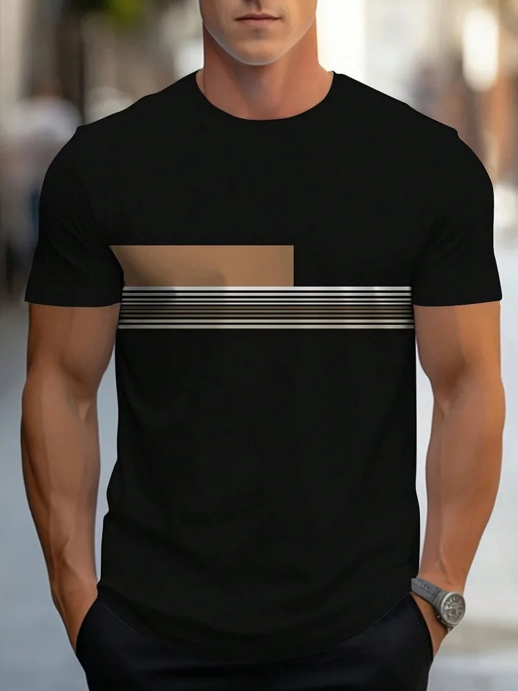 Men’s Oversized Letter‑Print T‑Shirt – Summer Loose Fit Sports Casual Short Sleeve Top