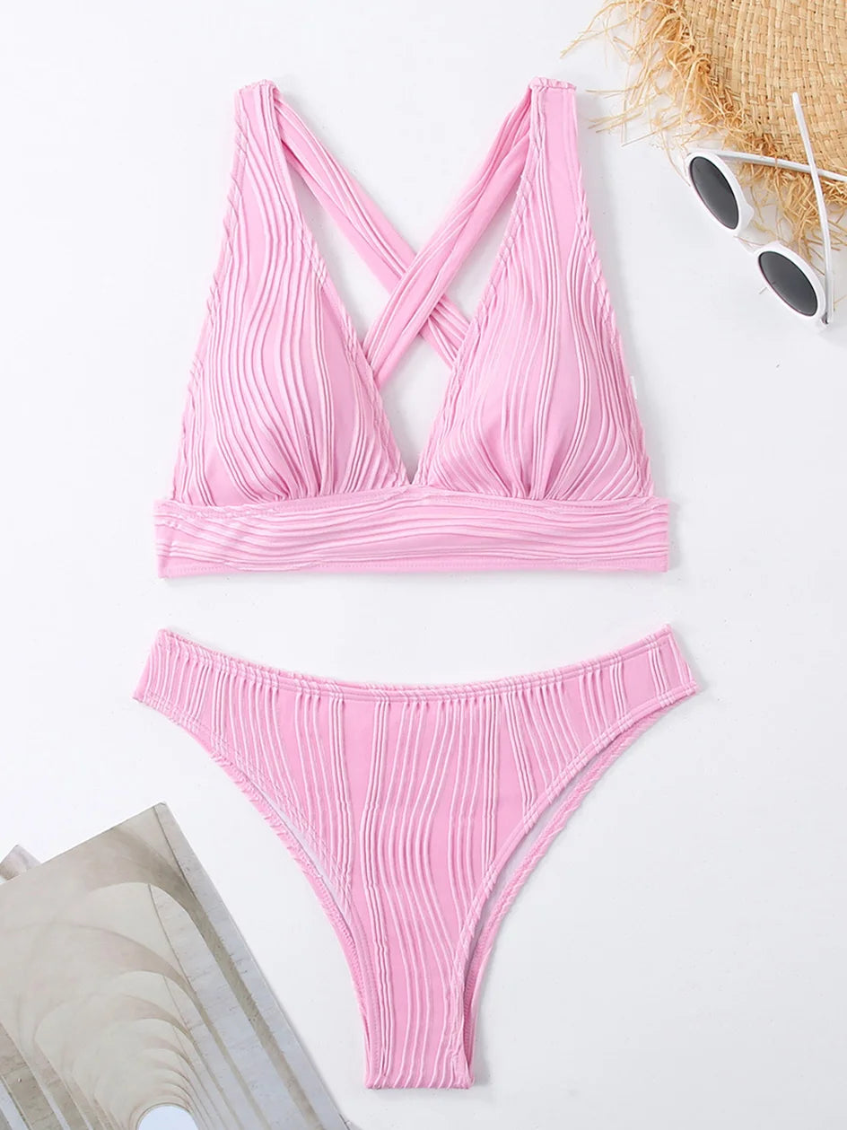 Sexy Criss‑Cross Tie‑Back Bikini
