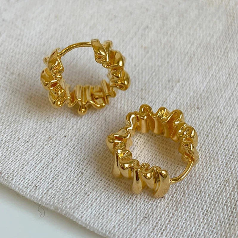 LATS New Design Trendy Retro Geometric Hoop Earrings for Women Irregular Light Luxury Simple Circle Earings Fashion Jewelry Gift