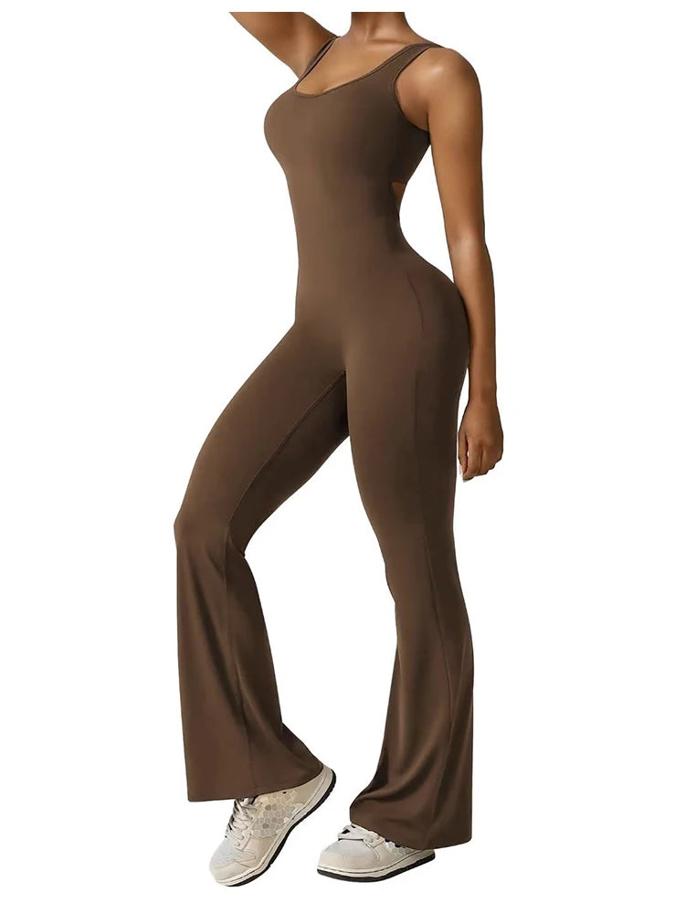 2025 Spring and Summer New Women's Slim Hip Lifting One-piece U Neck Sexy Backless Sleeveless Sports Yoga Clothing