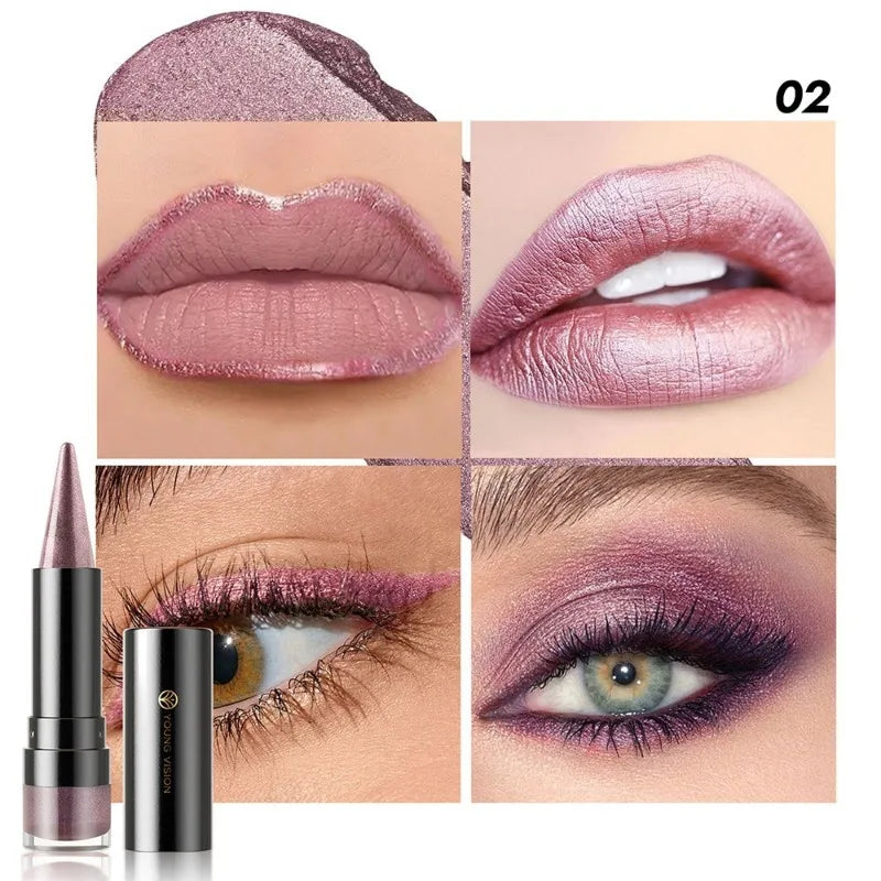NEW 2 IN 1 Pearlescent Eye Shadow Pen Pointed Eyeliner Stick Caramel Brown Black Eyeshadow Makeup Silky Smooth Lasting Eyeshadow