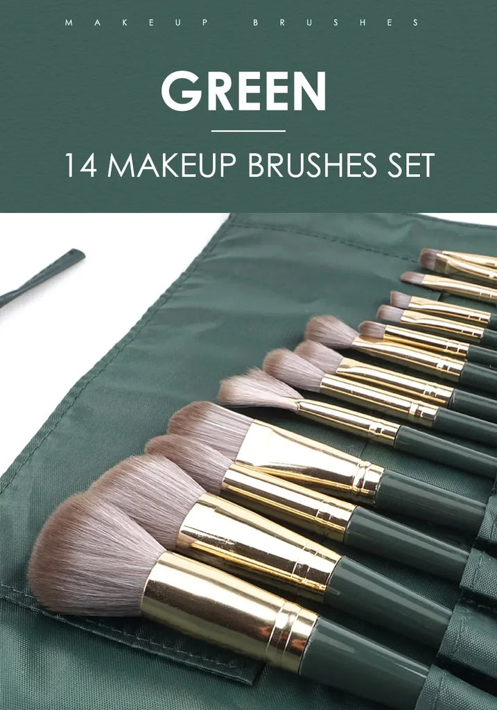 14‑Piece Soft Fluffy Makeup Brush Set – Professional Powder, Foundation, Blush & Eyeshadow Tools