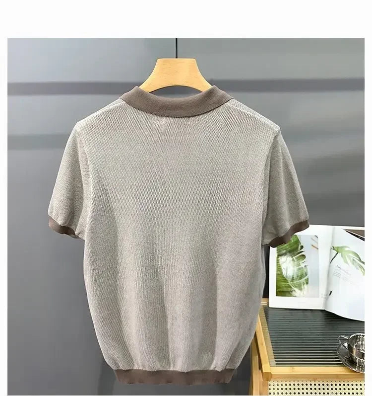 Italian Cuban Collar Ice Silk Polo