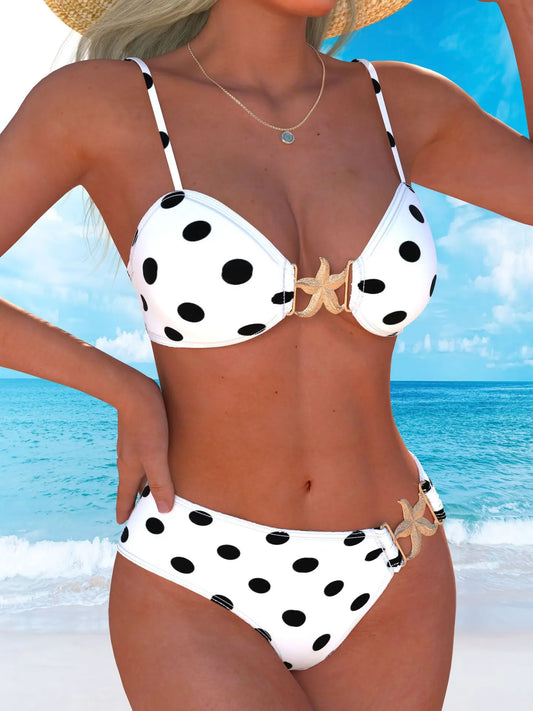 Sexy White Polka‑Dot Push‑Up Bikini