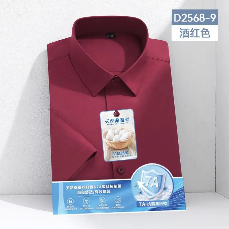 Mulberry Silk Wrinkle‑Resistant White Shirt