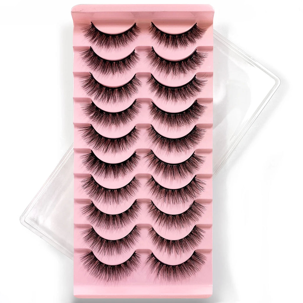 10Pairs Multipack 3D Mink Lashes False Eyelashes Handmade Wispy Fluffy Long Lashes Natural Eye Makeup Tools Eye Lashes H13 E08