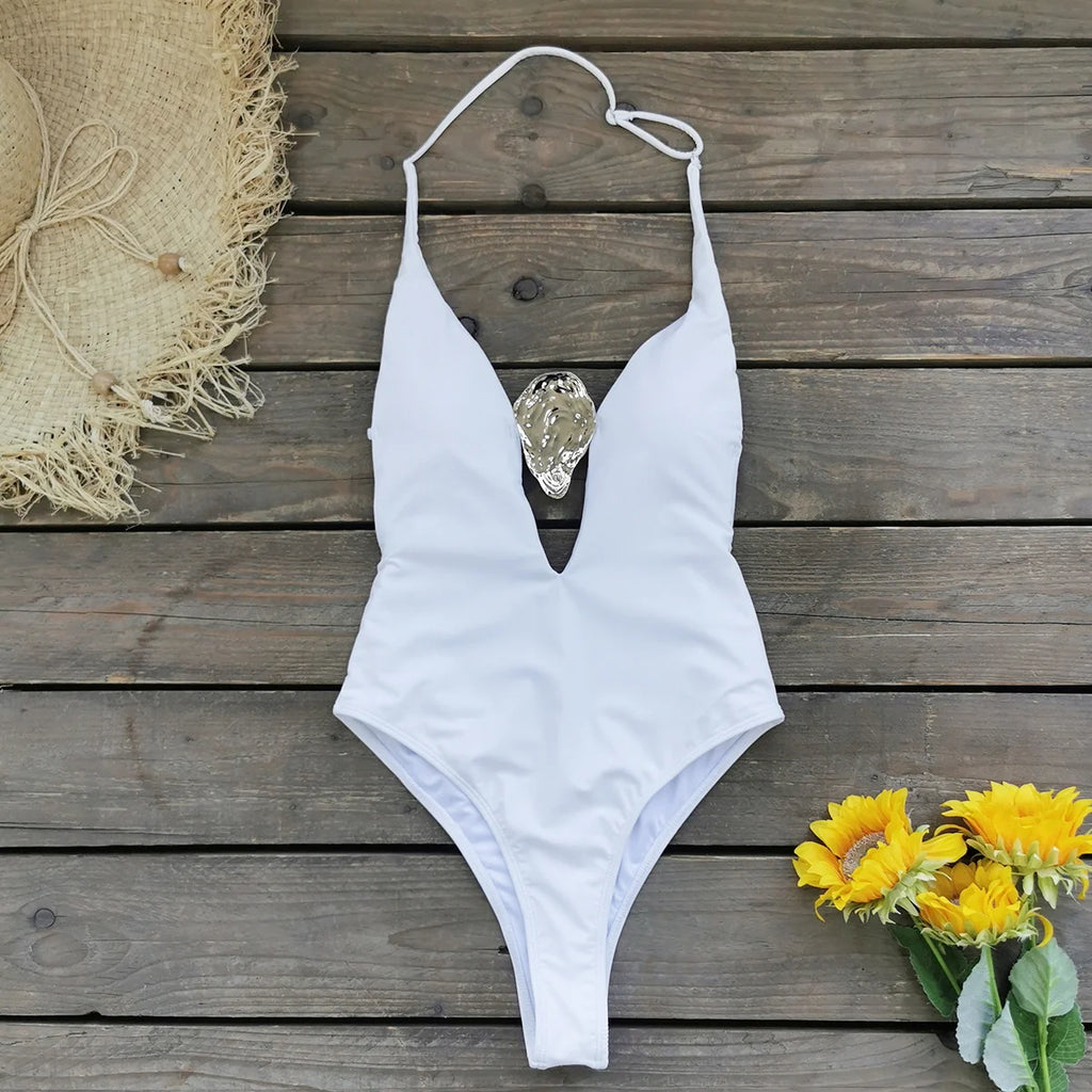 Women’s 2025 Deep V‑Neck Swimsuit With Skirt – High‑Leg Backless Bikini Set, Fashion Beachwear OutfitSexy Deep V Neck Swimsuit With Skirt Women 2 Pcs Suits 2025  High Leg Backless Swimwear Fashion Female Holiday Beachwear Outfits