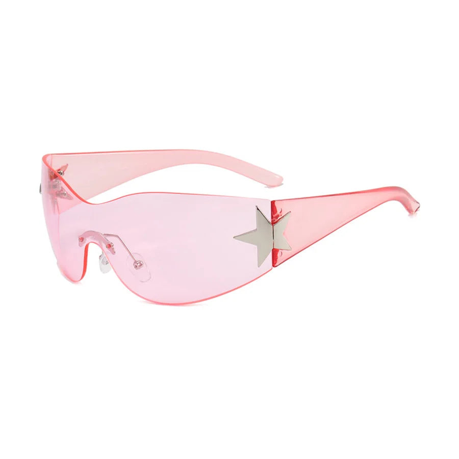 New Women's Rimless Star Decoration Integrated Y2K Hot Girl Style Hip Hop Fashion Sunglasses Beach Party Glasses Men