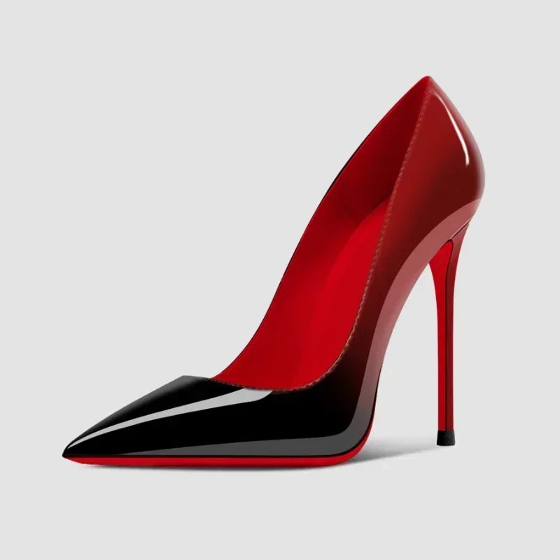 Women’s Gradient Red‑Bottom Leopard High Heels
