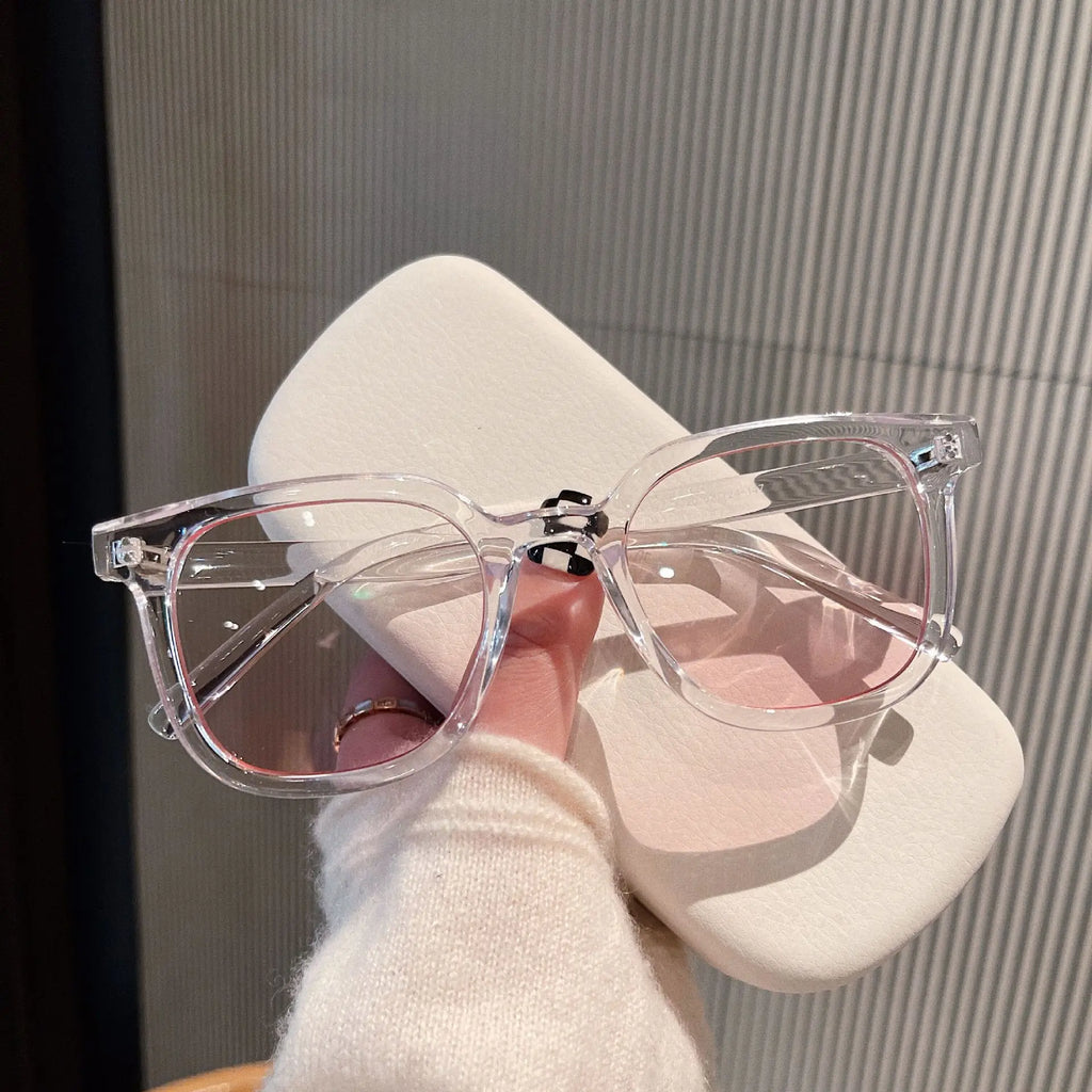 Korean Stylish Woman Sunglasses Gradient Pink Lenses Girls Decorative Glass Fashion Trendy Travelling Female Sunglass