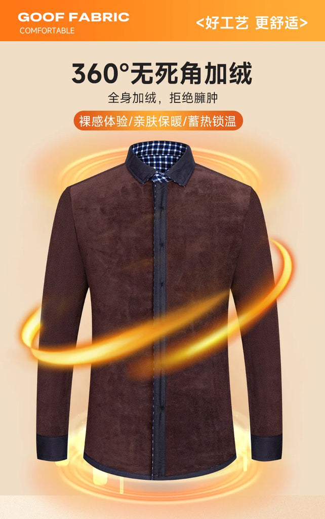 Men's double-sided fleece long-sleeved shirt 7XL8XL with fleece for warmth, thickening and cold resistance, casual winter