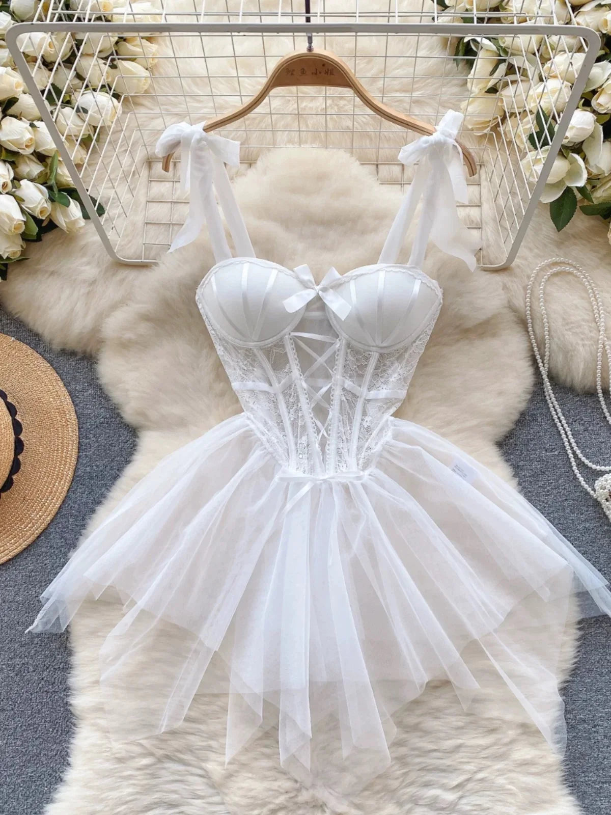 Gauze Spaghetti Strap Wedding Role‑Play Sleepwear