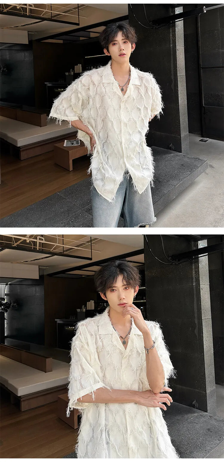 Loose Short‑Sleeve Suit‑Collar Shirt