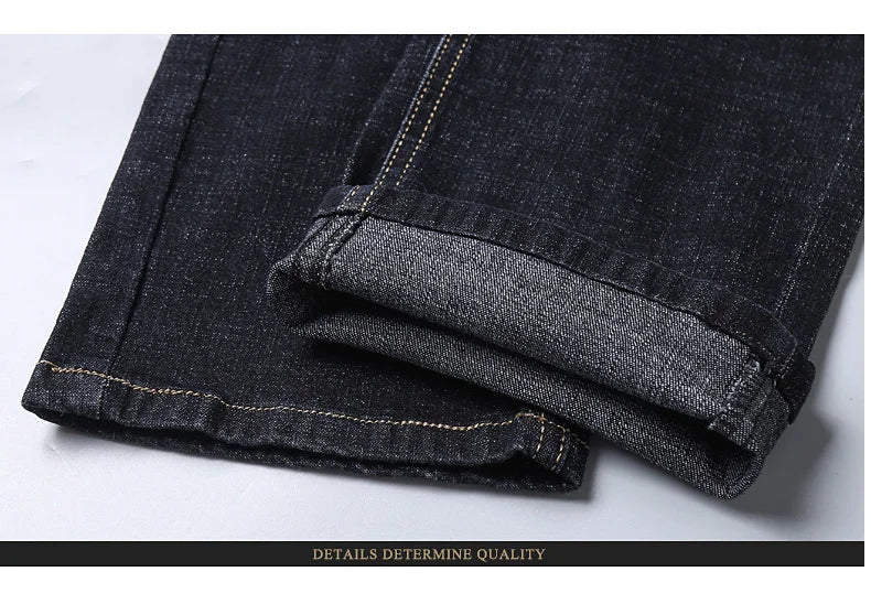 Men’s Soft Black Biker Jeans – Classic Stretch Denim Pants (Sizes 32–38) | Masculine Slim/Straight Fit Moto Style