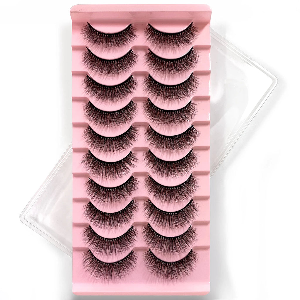 10Pairs Multipack 3D Mink Lashes False Eyelashes Handmade Wispy Fluffy Long Lashes Natural Eye Makeup Tools Eye Lashes H13 E08