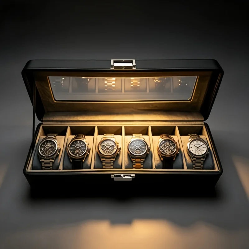 6‑Slot Lockable Watch Box Set – The Perfect Father’s Day & Birthday Gift for Dad or Husband