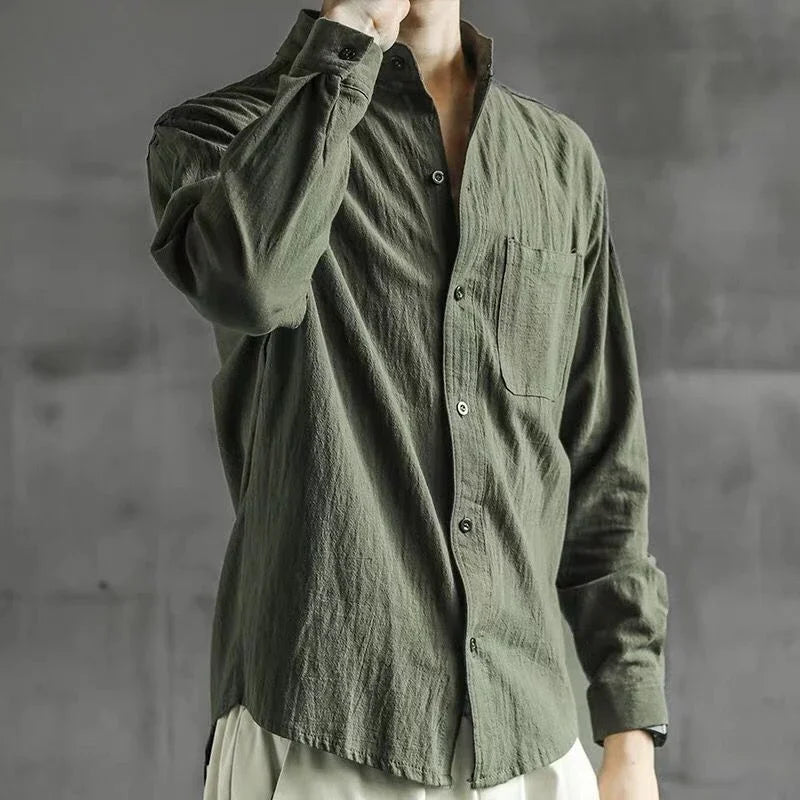 White Linen Shirt with Pocket