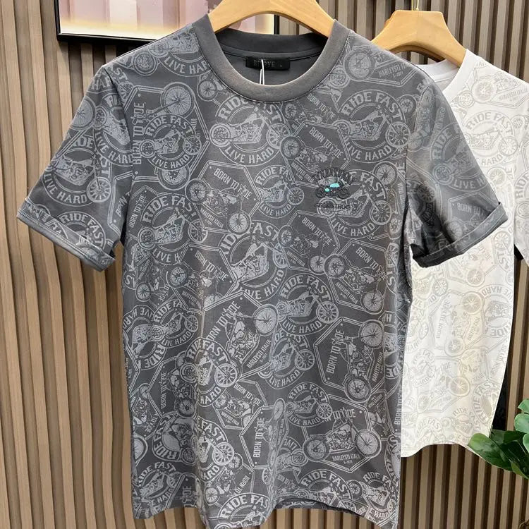 Embroidered Black Graphic T‑Shirt
