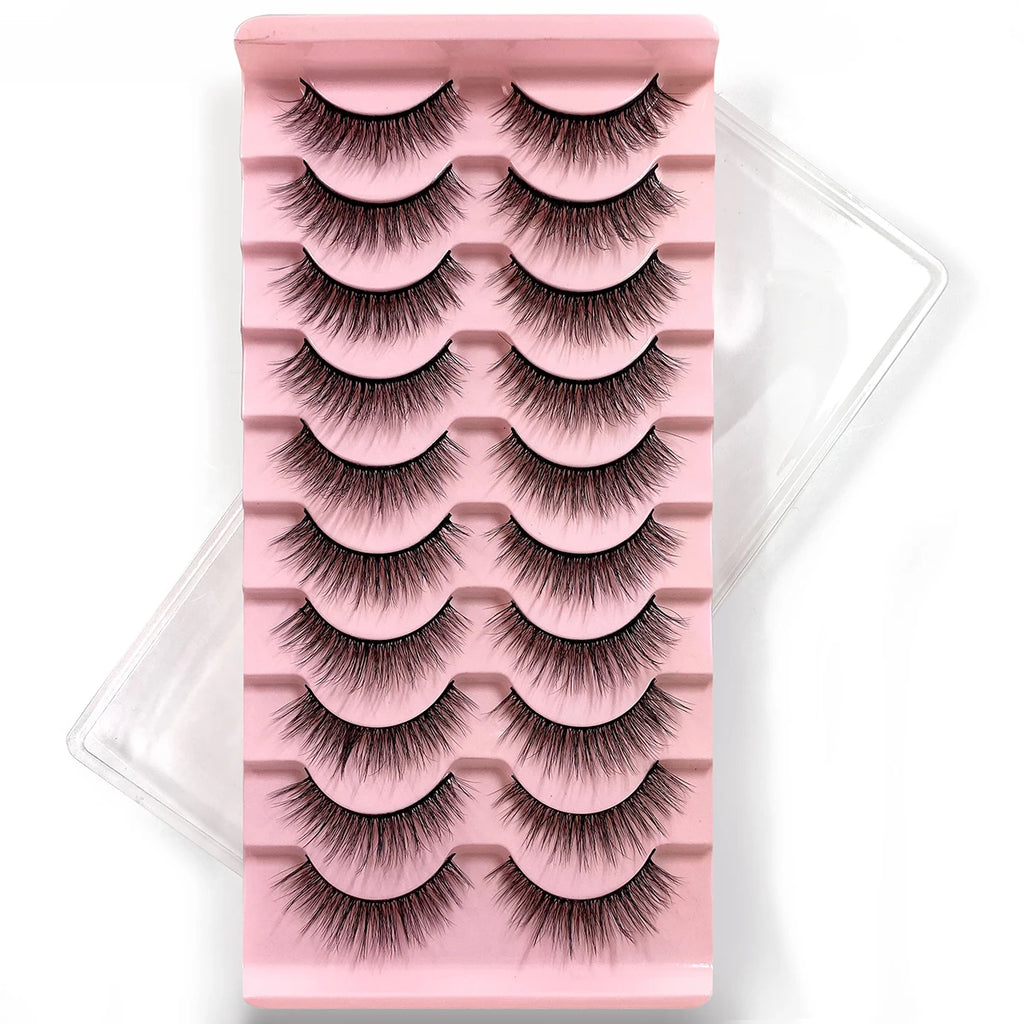 10Pairs Multipack 3D Mink Lashes False Eyelashes Handmade Wispy Fluffy Long Lashes Natural Eye Makeup Tools Eye Lashes H13 E08