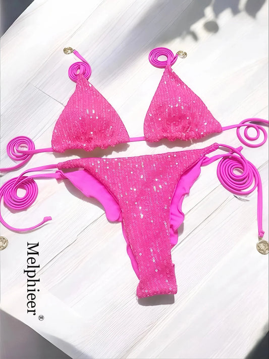 Sparkle Waves Brazilian Bikini Women Inspired Swimwear Designer Female Swimsuit Two-pieces Bikini set Bather Bathing Suit Vacay