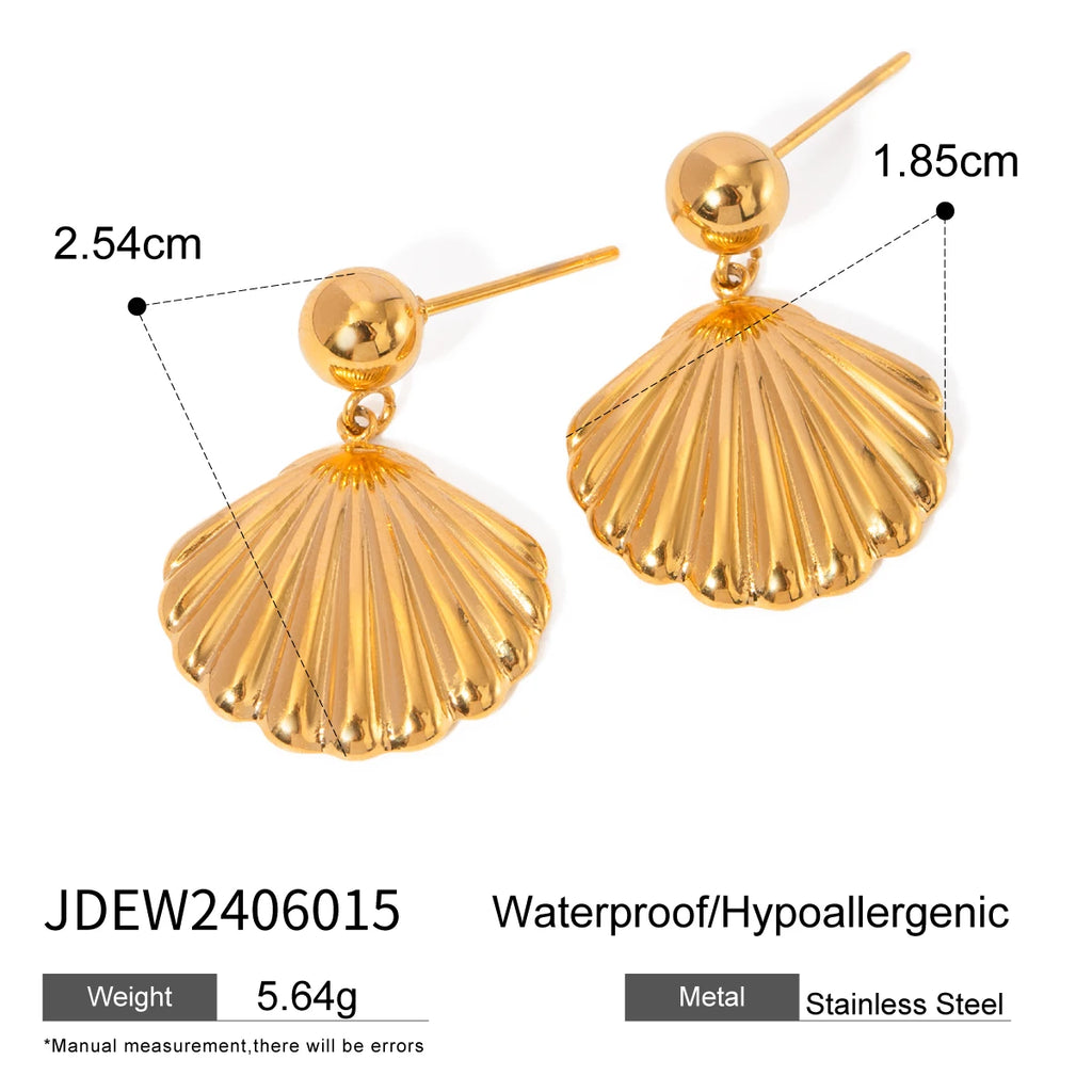 Youthway Trendy Small Steel Beads Hanging Shell Dangle Earrings 2024 Chic Stainless Steel Waterproof Jewelry Traveling Gift