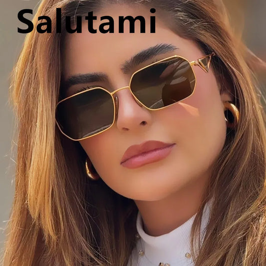 unique small square alloy triangle leg sunglasses for women new fashion brand elegant gradient sun glasses ladies sexy shades