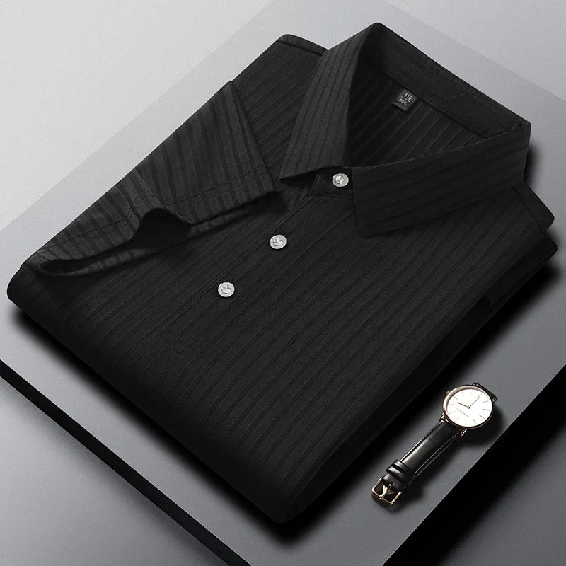 Striped Short‑Sleeve Polo Shirt
