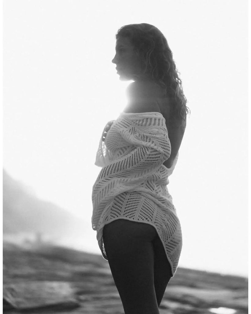 Women’s 2026 Knit Backless Tassel Cover‑Up – Lace‑Up Cut‑Out Bell Sleeve Mini Dress K110