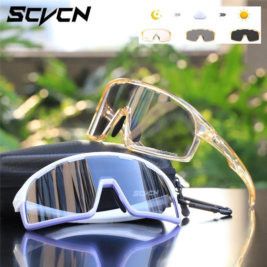 Scvcn Photochromic Mountaineering Sunglasses Outdoor Hiking Sports Glasses for Men's Cycling Sunglasses Leisure Travel Goggles