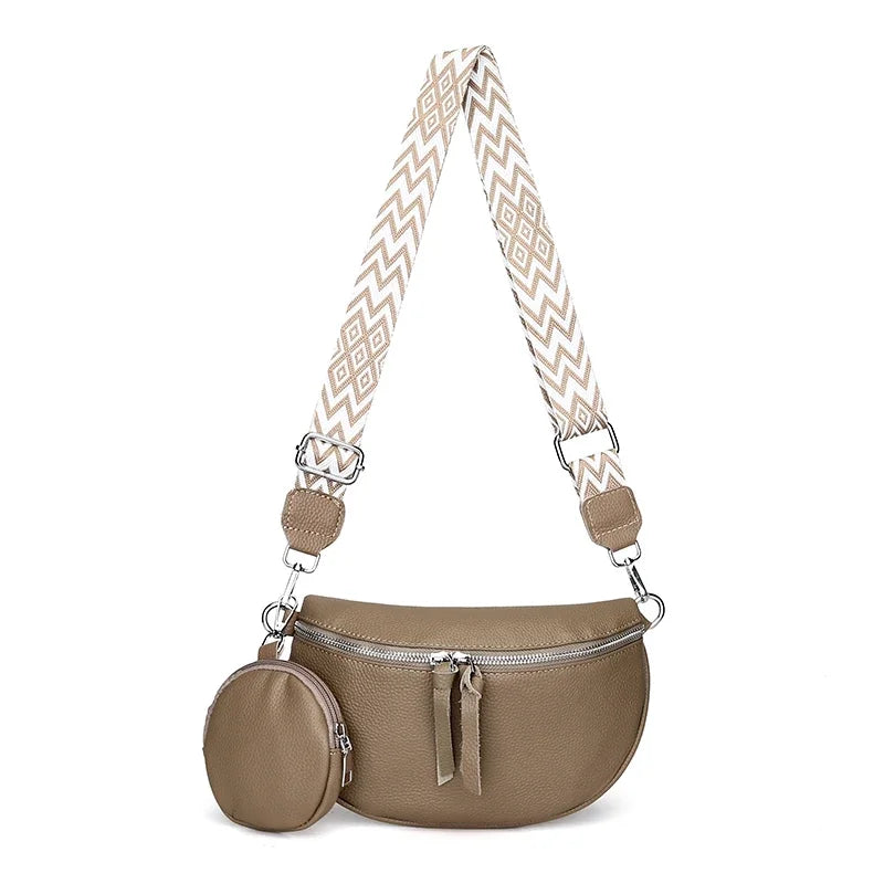 Luxury Genuine Leather Woman Chest Bag High Quality Cow Leather Women's Crossbody Bag With Small Purse Female Handbags Waist Bag