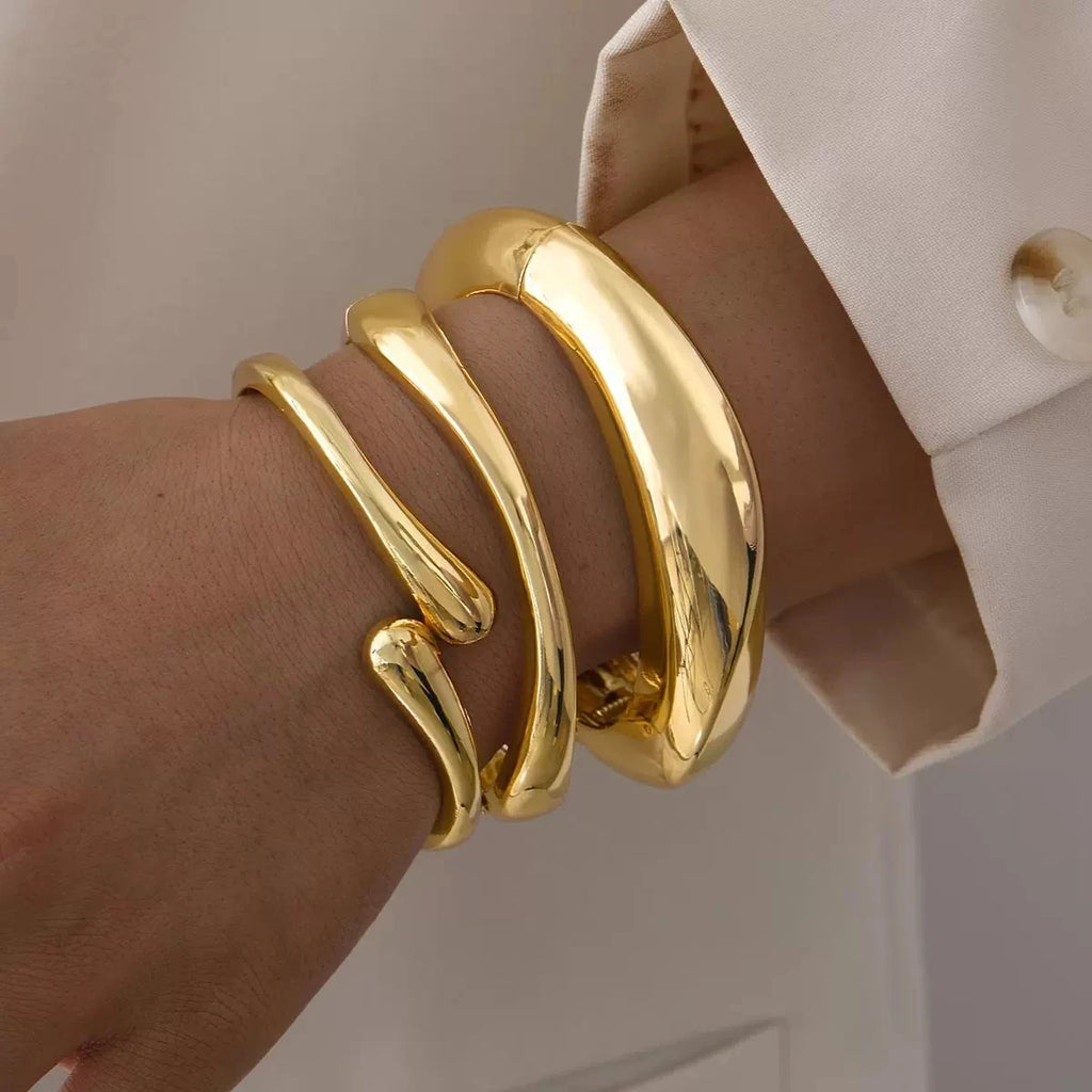 Fashion Smooth Water Drop Bangle For Women Gold Silver Color Exaggerated Geometric Bracelets Party Female Punk Jewelry Gifts