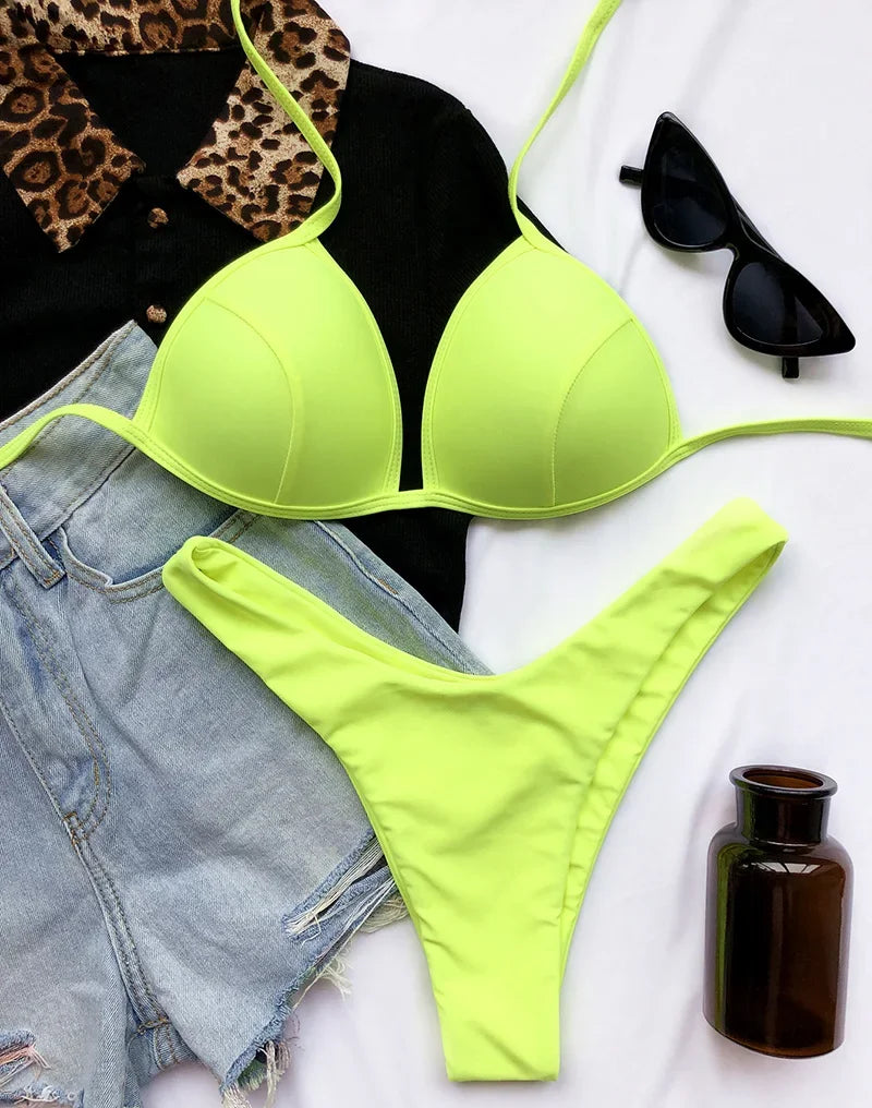 Halter Bra‑Cup Push‑Up Bikini
