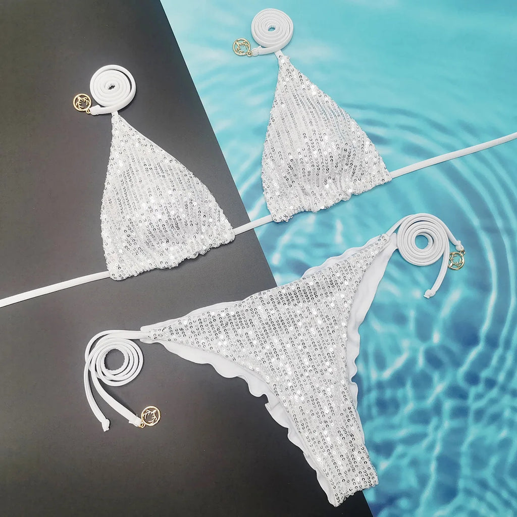 Sparkle Waves Brazilian Bikini Women Inspired Swimwear Designer Female Swimsuit Two-pieces Bikini set Bather Bathing Suit Vacay