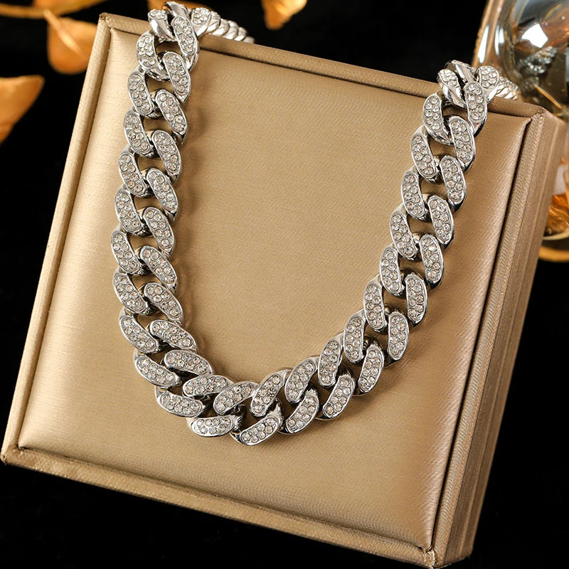 EILIECK 316L Stainless Steel White Chain Necklace For Women Girl Fashion New Party Gift Thick Neck Chain Waterproof Jewelry