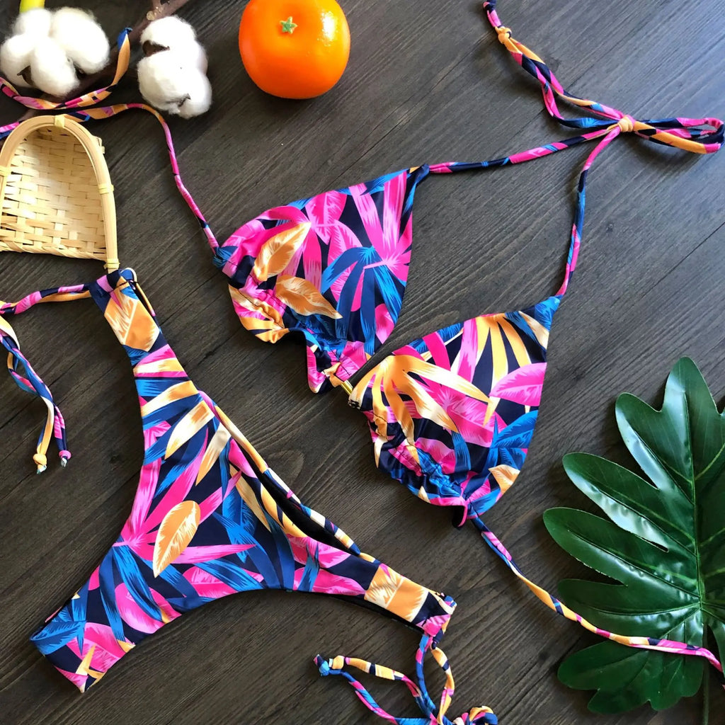 2026 Women’s Push‑Up Bikini Set – Sexy Printed Two‑Piece Swimsuit Summer Beachwear