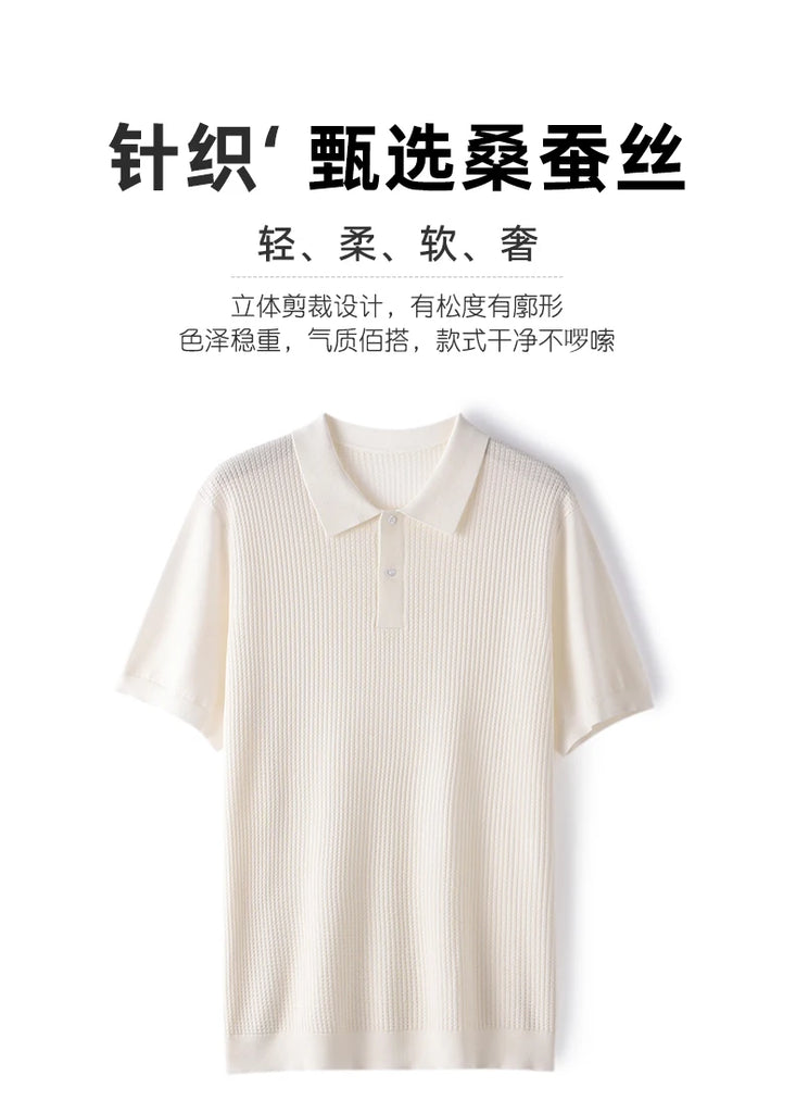 🧵 Summer Men’s Mulberry‑Silk Polo