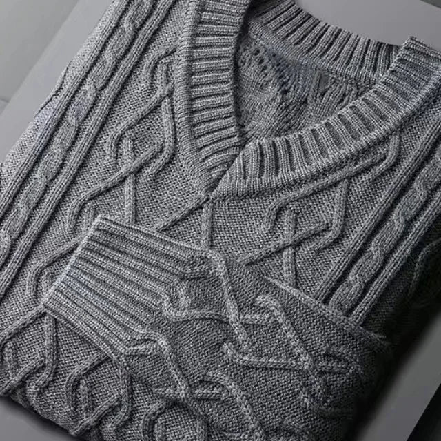 Men’s Solid‑Color Thickened Cardigan