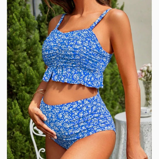 2025 Maternity Totem Print Swimsuit – Women’s 3‑Piece Pregnancy Swimwear Set
