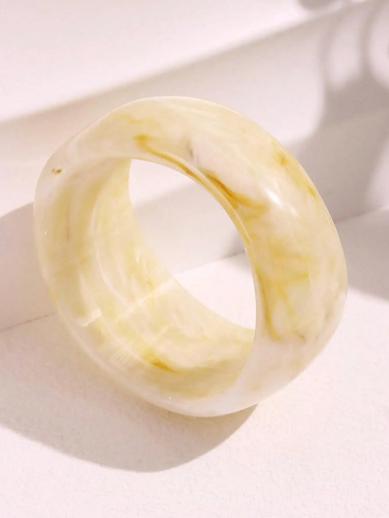 HUANZHI Vintage Resin Triangle Wide Bangle Bracelet