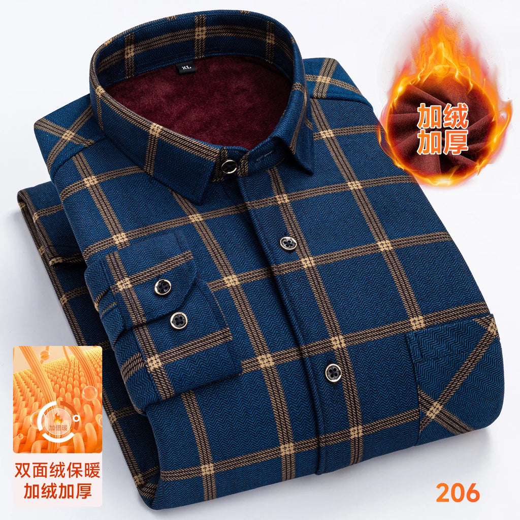 Men's double-sided fleece long-sleeved shirt 7XL8XL with fleece for warmth, thickening and cold resistance, casual winter